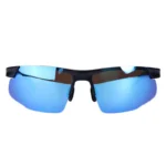 عینک آفتابی مردانه پلیس نیم فریم شیشه جیوه ای آبی 8787/1