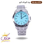 ساعت کیو اند کیو مردانه فلزی صفحه فیروزه ای Q60A-002PY