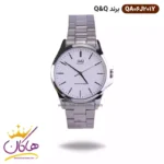 ساعت مچی مردانه کیو اند کیو نقره ای صفحه سفید QA06J201Y