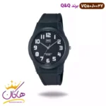 ساعت کیو اند کیو اسپرت بند رابر تمام مشکی VQ50J004Y