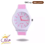 ساعت دخترانه کیو اند کیو سفید بند خال خالی VR28J032Y