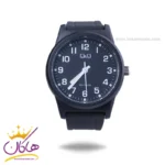 ساعت پسرانه کیو اند کیو بند رابر مشکی صفحه مشکی VR35J027Y