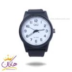 ساعت پسرانه کیو اند کیو بند رابر مشکی صفحه سفید VR35J028Y