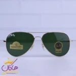 عینک آفتابی ری بن مردانه فلزی طلایی شیشه سبز RB 3026 F /2