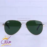 عینک آفتابی ری بن مردانه فلزی طلایی شیشه سبز RB 4854/2