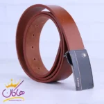 کمربند چرم طبیعی مردانه عسلی مدل ROLEX