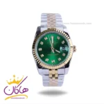 ساعت مردانه رولکس فلزی دیت جاست صفحه سبز 4043/20