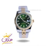 ساعت رولکس مردانه فلزی دیت جاست صفحه سبز 4043/50
