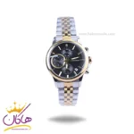 ساعت مچی زنانه رومانسون فلزی نقره ای طلایی صفحه مشکی 9766/6