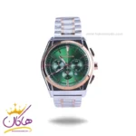 ساعت مچی مردانه رومانسون فلزی نقره ای رزگلد صفحه سبز 972/3