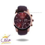 ساعت عقربه ای رومانسون مردانه بند چرم قهوه ای قاب رزگلد G2072/1