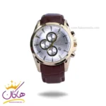 ساعت عقربه ای رومانسون مردانه بند چرم قهوه ای قاب طلایی G2102/2