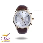 ساعت عقربه ای رومانسون مردانه چرم قهوه ای قاب طلایی G 8066/1