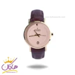 ساعت عقربه ای رومانسون زنانه بند چرم قهوه ای قاب طلایی L 2090/2/2
