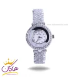 ساعت عقربه ای رویال کرون زنانه استیل نقره ای فول نگین 3001/3