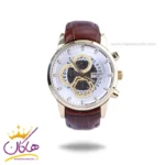 ساعت سیکو مردانه بند چرم قهوه ای قاب طلایی کرنوگراف G9231/1