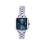 ساعت مچی سولیدا زنانه فلزی قاب مربع صفحه سبزآبی 6112/4