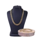 زنجیر و دستبند ست مردانه طلایی مدل کارتیر 4003