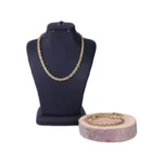 ست دستبند و زنجیر مردانه طلایی مدل طنابی 4018