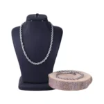 زنجیر و دستبند ست مردانه نقره‌ ای مدل طنابی 4026