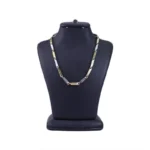 زنجیر استیل مردانه کبریتی نقره ای طلایی طرح ورساچه 4031