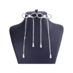 گوشواره زنانه نقره ای نگینی طرح پاپیون | 4020/1