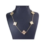 گردنبند استیل زنانه طلایی ونکلیف 5 گل تراشکاری | 4036/2