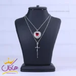 گردنبند استیل زنانه ست قلب و شمشیر قرمز 1597/1