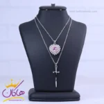 گردنبند استیل زنانه ست قلب و شمشیر صورتی 1597/2