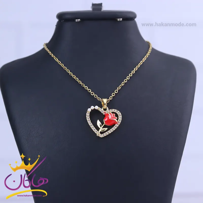 گردنبند استیل زنانه قلب و گل ST 12354/3 از نمای نزدیک گردنبند استیل زنانه قلب و گل ST 12354/3 - Image 1