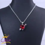 گردنبند استیل زنانه نقره ای آویز قلب ST 12354/5