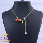 گردنبند استیل زنانه گل رز قرمز ST 12354/6