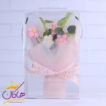 جعبه طلقی دسته گل کاموایی صورتی | 7789/2
