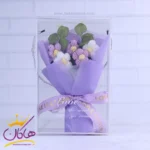 جعبه طلقی دسته گل کاموایی بنفش | 7789/3