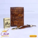 ست کیف سیگار چرم و فندک و جاکلیدی 8828/3