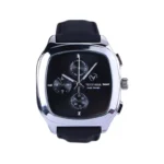 ساعت عقربه ای ویتوریا مردانه رابر مشکی قاب مربع VT 3397/1