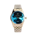 ساعت مچی ویتوریا زنانه فلزی طلایی صفحه آبی آینه ای VT 3415/5