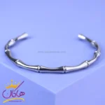 دستبند زنانه بنگل طرح بامبو نقره ای 1071