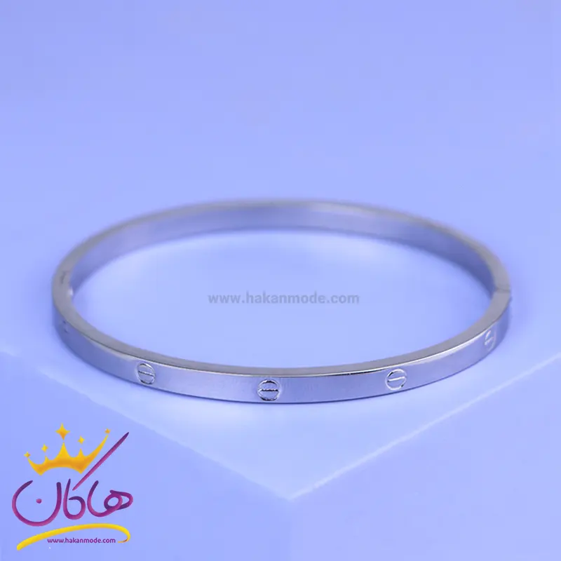 دستبند استیل زنانه کارتیر النگویی نقره ای دستبند استیل زنانه کارتیر النگویی نقره ای | ST 4011/1 - Image 1