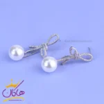 گوشواره زنانه استیل پاپیون و مروارید SP 11306