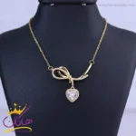 گردنبند استیل زنانه آویز پاپیون و قلب طلایی | ST 12106