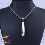 گردنبند نقره ای آویز مستطیل استنلس استیل ST 12343