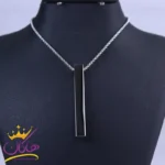 گردنبند آویز مکعب مستطیل نقره ای استنلس استیل ST 12344