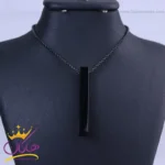 گردنبند آویز مکعب مستطیل مشکی استنلس استیل ST 12345