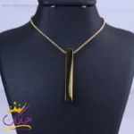 گردنبند آویز مکعب مستطیل طلایی استنلس استیل ST 12347