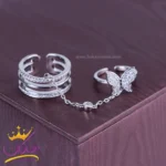 انگشتر و بند انگشتی ست با زنجیر اتصال پروانه ای | SP 1046