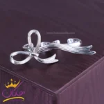 انگشتر استیل زنانه دو انگشتی پاپیون نقره ای | SP 1441