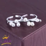 انگشتر استیل زنانه دو انگشتی مرواریدی | SP 1651