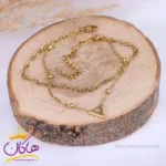 دستبند استیل زنانه زنجیر دو لاین طلایی | st 4126