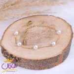 دستبند استیل زنانه زنجیر و مروارید | st 4327